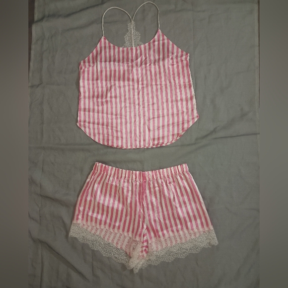 Victoria's Secret Other - Victoria's Secret Pink and White Striped Pajama Set